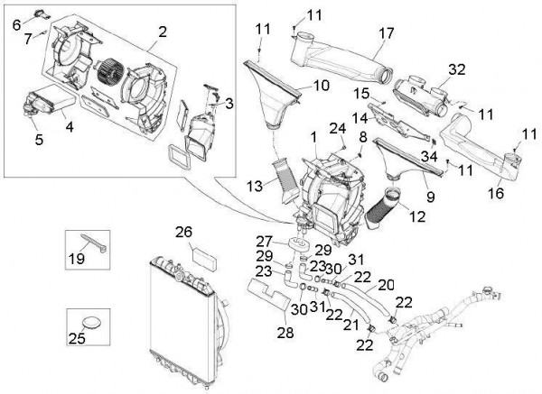 Fahrgestell Heizung - Porter D120 Diesel 1300ccm 4T LC 2011- ZAPS90TK
