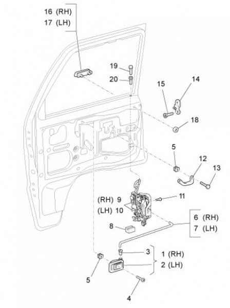 Fahrgestell Türbauteile vorn - Porter D120 Diesel 1300ccm 4T LC 2013- ZAPS90CK