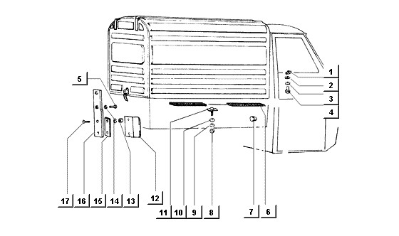 Fahrgestell Befestigungen Kastenaufbau - Ape Mix 50ccm 2T AC 1998-2008 ZAPC80000