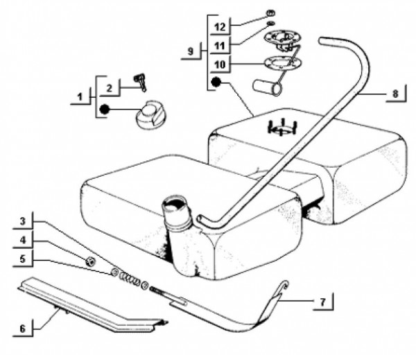 Fahrgestell Benzintank - Ape TM 703 Diesel mit Lenkrad 422ccm 4T AC 1997-2004 ATD1 00001101