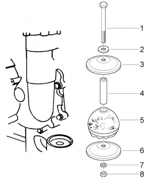 Motor elastische Aufhängung - Ape TM 703 Diesel mit Lenker 422ccm 4T AC 2005-2010 ZAPT10000