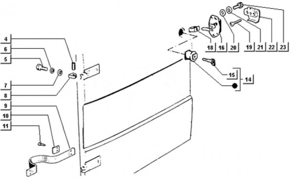 Fahrgestell Türschloss - Ape TM 703 Diesel mit Lenker 422ccm 4T AC 1997-2004 ATD1 00001101