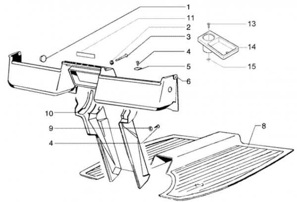Fahrgestell Fußraumabdeckungen - Ape TM 703 Diesel mit Lenker 422ccm 4T AC 2005-2010 ZAPT10000