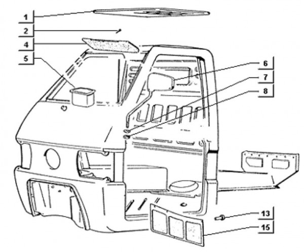 Fahrgestell Bauteile Fahrerkabine - Ape TM 703 mit Lenker 220ccm 2T AC 2000-2007 ATM3T