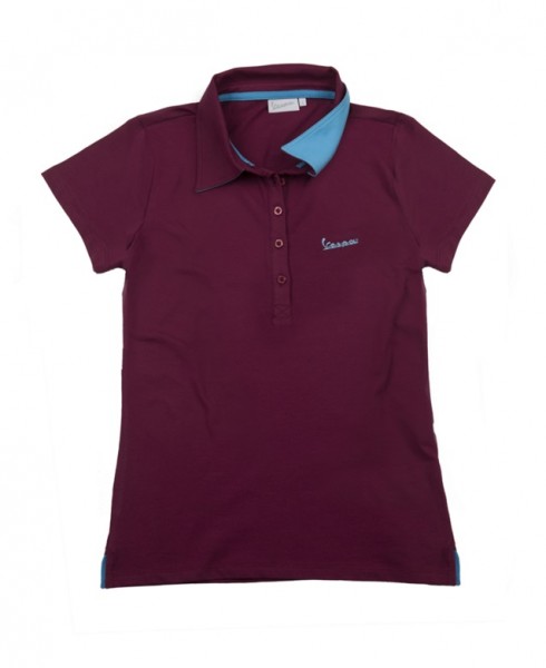 Vespa Vespa Colors, Polo Shirt, Vespa Logo, Damen, Größe: S, bordeaux, blau, Baumwolle